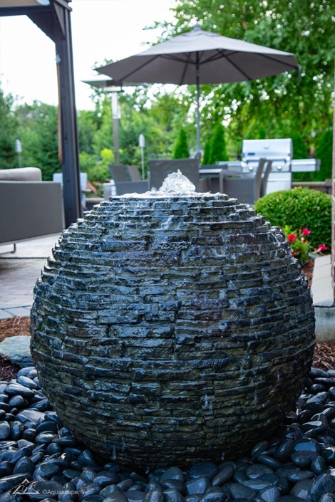 Slate sphere outdoor fountain
