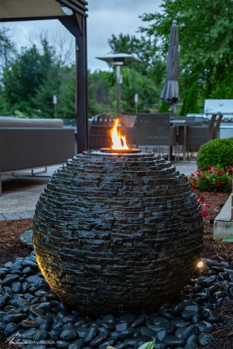 Fire Fountain, slate sphere